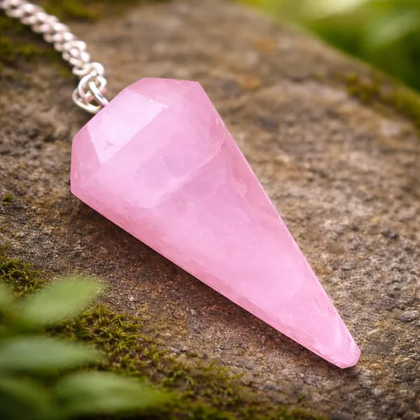 Light_Pink_Natural_Rose_Quartz_Stone_With_Metal_Chain_Pendulum_For_Unisex