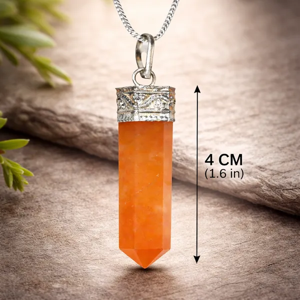 Orange_Natural_Orange_Aventurine_Stone_With_Metal_Cap_Pencil_Pendant_For_Unisex