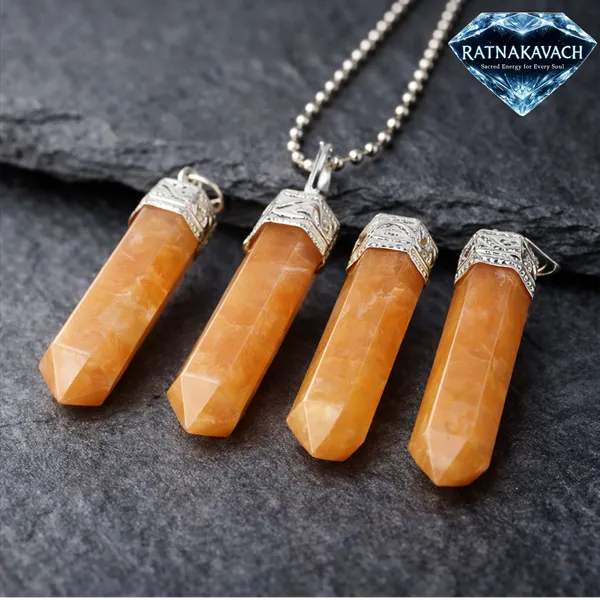 Orange_Natural_Orange_Aventurine_Stone_With_Metal_Cap_Pencil_Pendant_For_Unisex