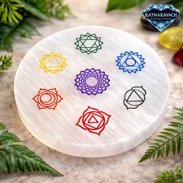 White_Round_Selenite_7_Chakra_Plate_For_Unisex