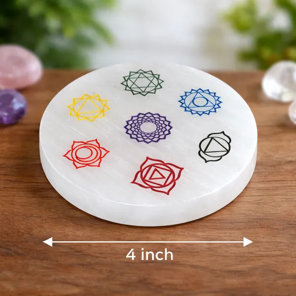 White_Round_Selenite_7_Chakra_Plate_For_Unisex