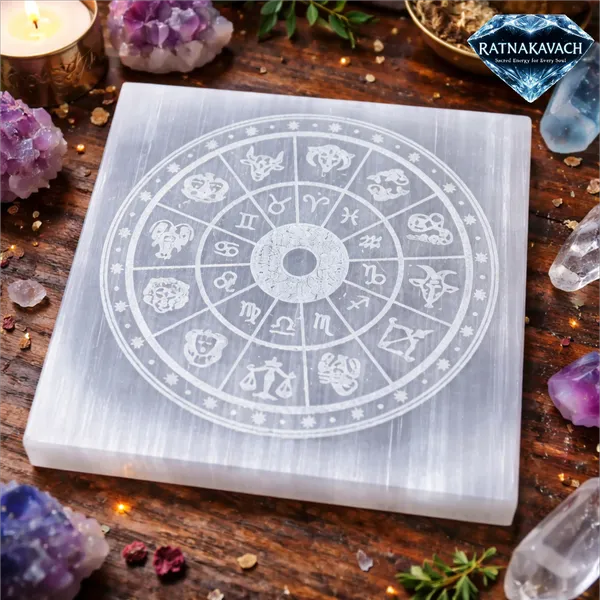 White_Square_Selenite_Zodiac_Sign_Charging_Plate_For_Unisex