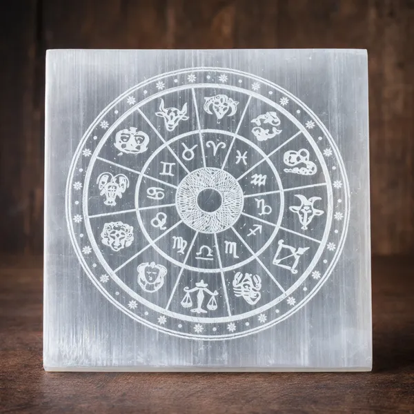 White_Square_Selenite_Zodiac_Sign_Charging_Plate_For_Unisex