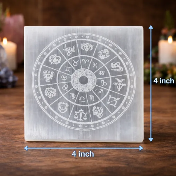 White_Square_Selenite_Zodiac_Sign_Charging_Plate_For_Unisex