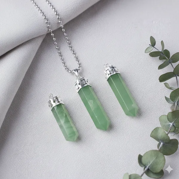 Green_Natural_Aventurine_Stone_With_Metal_Cap_Pencil_Pendant_For_Unisex