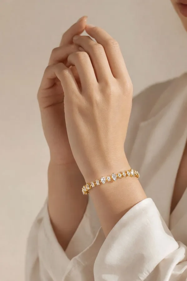 Gold_Tone_Tennis_And_Luna_Drop_Bracelet_For_Women_Combo_Set_Pack_Of_2