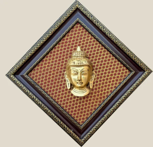 Brown_Golden_Buddha_Face_Wall_Art_With_Red_Diamond_Pattern_Frame