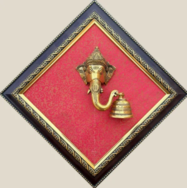Pink_Decorative_Ganesha_Wall_Art_Diamond_Shaped_Frame_With_Red_Background