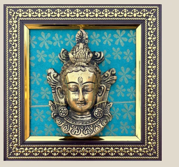 Blue_Brass_3D_Buddha_Face_Wall_Hanging_With_Ornate_Frame_Turquoise_Background
