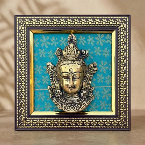 Blue_Brass_3D_Buddha_Face_Wall_Hanging_With_Ornate_Frame_Turquoise_Background