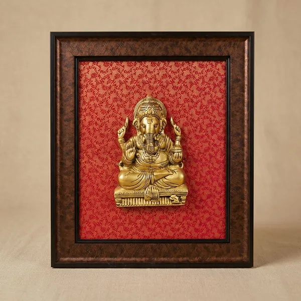 Red_3D_Decorative_Brass_Ganesha_Wall_Frame_With_Red_Background