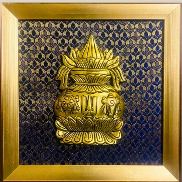 Blue_Decorative_Golden_Kalash_Wall_Art_With_Lotus_Design_In_Wooden_Frame