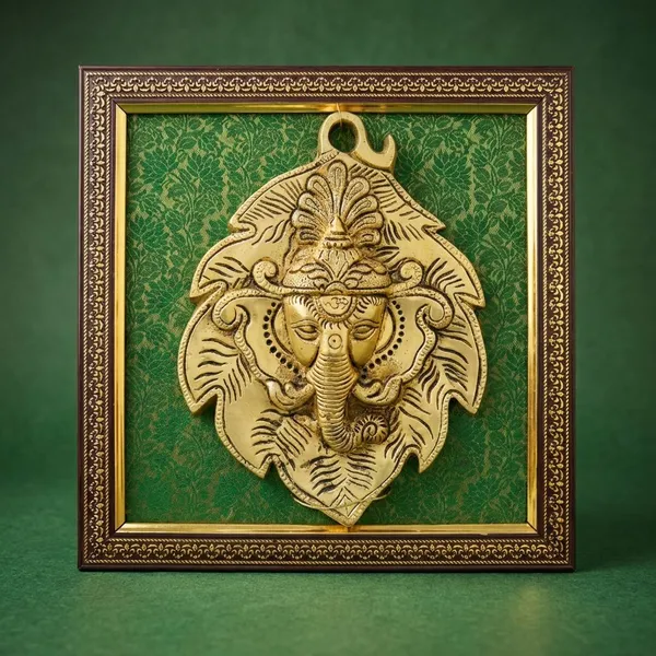 Green_Decorative_Golden_Ganesha_Wall_Hanging_With_Ornate_Frame
