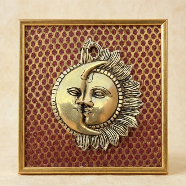 Brown_Decorative_Brass_Sun_Moon_Face_Metal_Wall_Art_With_Framed_Maroon_Background