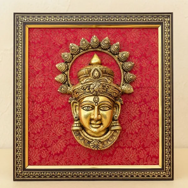 Pink_Brass_3D_Decorative_Goddess_Face_Wall_Art_With_Golden_Frame