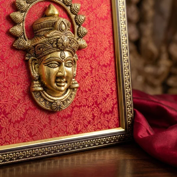 Pink_Brass_3D_Decorative_Goddess_Face_Wall_Art_With_Golden_Frame