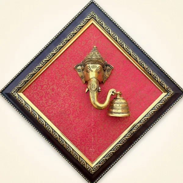 Pink_Decorative_Ganesha_Wall_Art_Diamond_Shaped_Frame_With_Red_Background