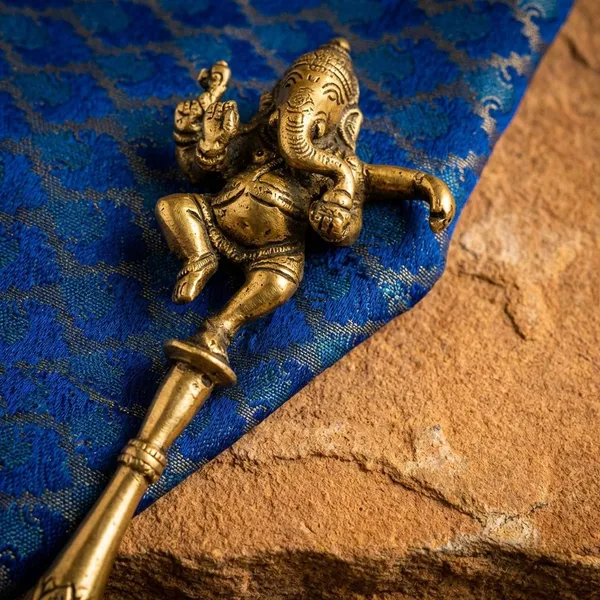 Blue_3D_Decorative_Brass_Ganesha_Pooja_Spoon_With_Ornate_Handle