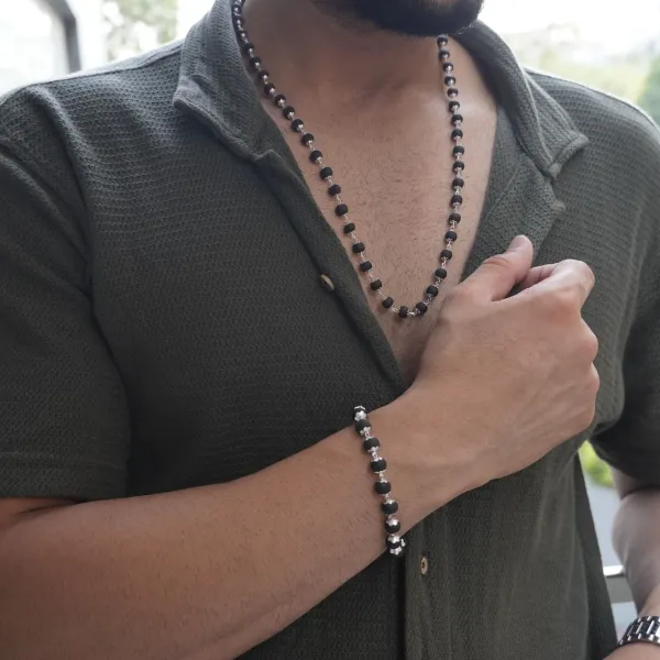 Silver_Plated_Karungali_Mala_+_Karungali_Bracelet_Combo_For_Men