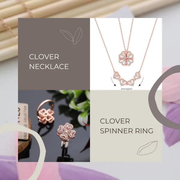 Combo_of_2_Stainless_Steel_Rose_Gold_Heart_Pendant_&_Ring_Combo_-_Clover_Pendant_&_Clover_Spinner_Ring