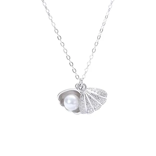 Silver_Plated_Brass_Pearl_Sea_Shell_Pendant_Necklace_For_Women