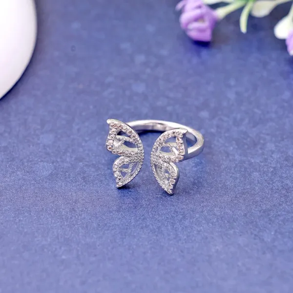 Silver_Butterfly_Studs_Adjustable_Ring_For_Women