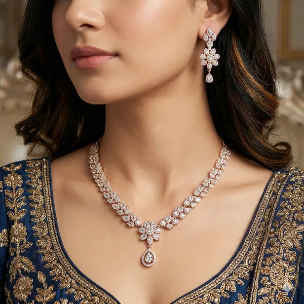Rose_Gold_Diamond_And_Brass_Necklace_Set_For_Women