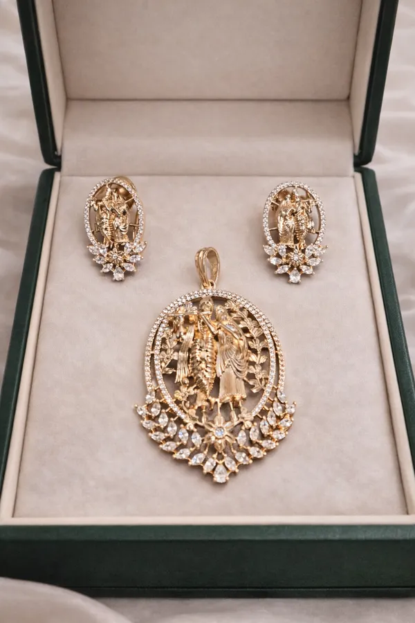 Rose_Gold_Diamond_And_Brass_Pendent_Set_With_No_Chain_For_Women