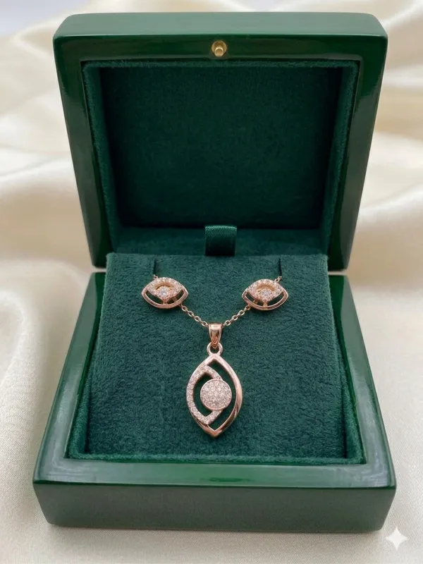 Elegant_Rose_Gold_Polish_Crystal_Pendant_and_Stud_Earrings_Jewelry_Set