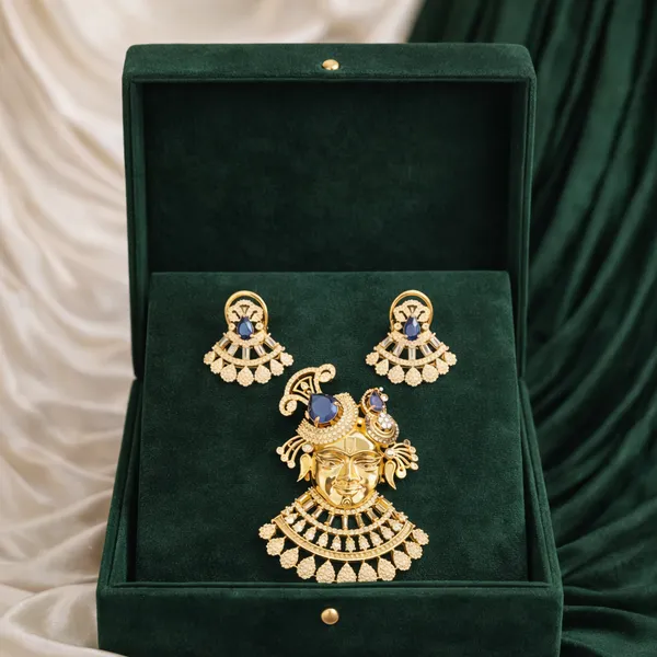 Shyam_Kripa_Divya_Darshan_Khatu_Shyam_Ji_Rose_Gold_Pendant_Set_-_Purple_|_Ammaira_Jewelz