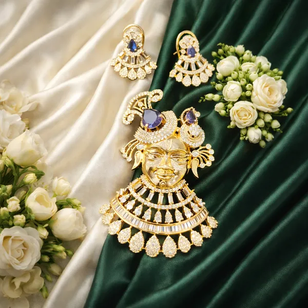 Shyam_Kripa_Divya_Darshan_Khatu_Shyam_Ji_Rose_Gold_Pendant_Set_-_Purple_|_Ammaira_Jewelz