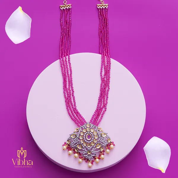 Pink_Premium_Metal_Necklace_Set_For_Women