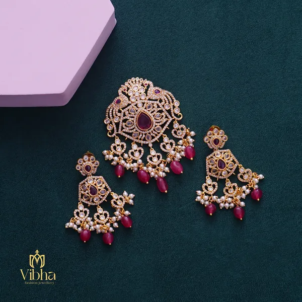 Ruby_Premium_Metal_Pendant_&_Earrings_For_Women