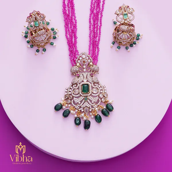 Pink_Premium_Metal_Necklace_Set_Set_For_Women