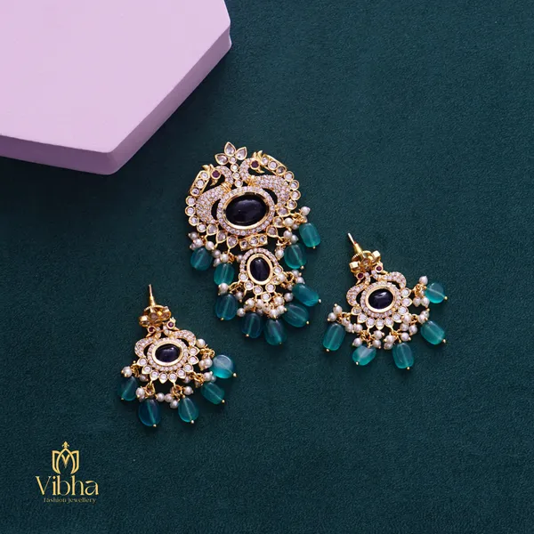 Blue_Premium_Metal_Pendant_Set_For_Women