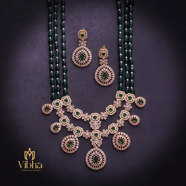 Dark_Green_Premium_Metal_Necklace_Set_Set_For_Women