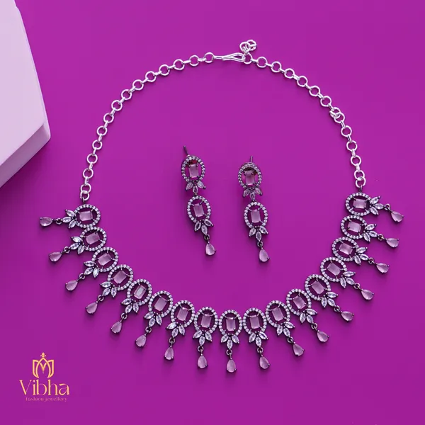 Mint_Pink_Premium_Metal_Necklace_Set_For_Women