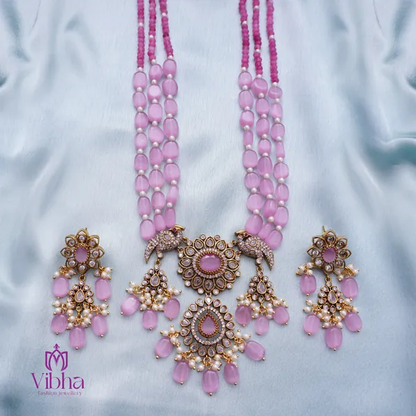 Pink_Premium_Metal_Necklace_Set_For_Women