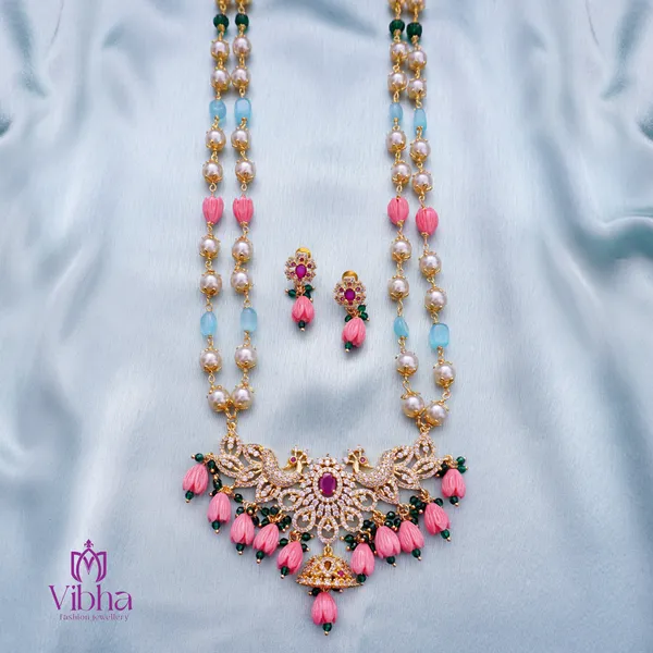 Pink_Premium_Metal_Necklace_Set_Set_For_Women