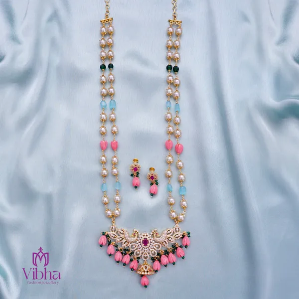 Pink_Premium_Metal_Necklace_Set_Set_For_Women