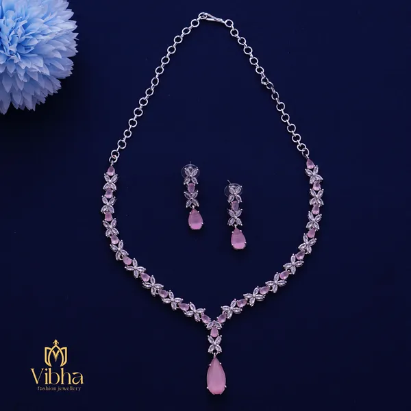 Mint_Pink_Premium_Metal_Necklace_Set_For_Women