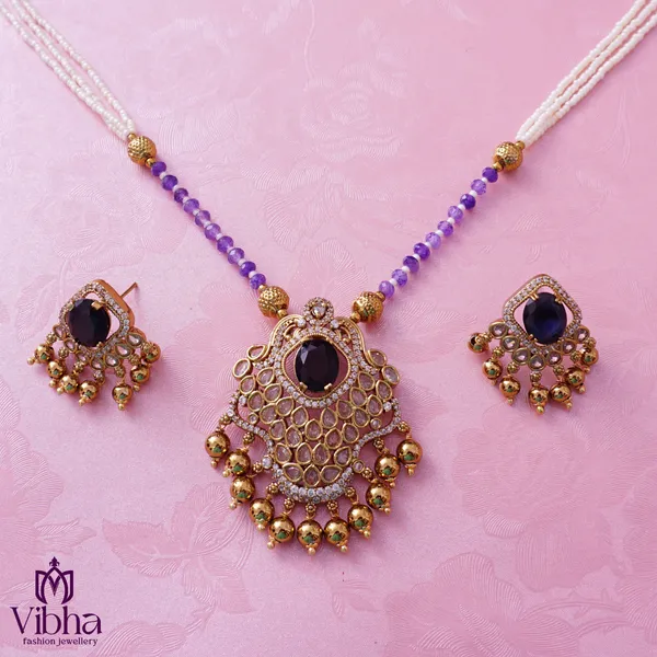 Purple_Premium_Metal_Necklace_Set_Set_For_Women
