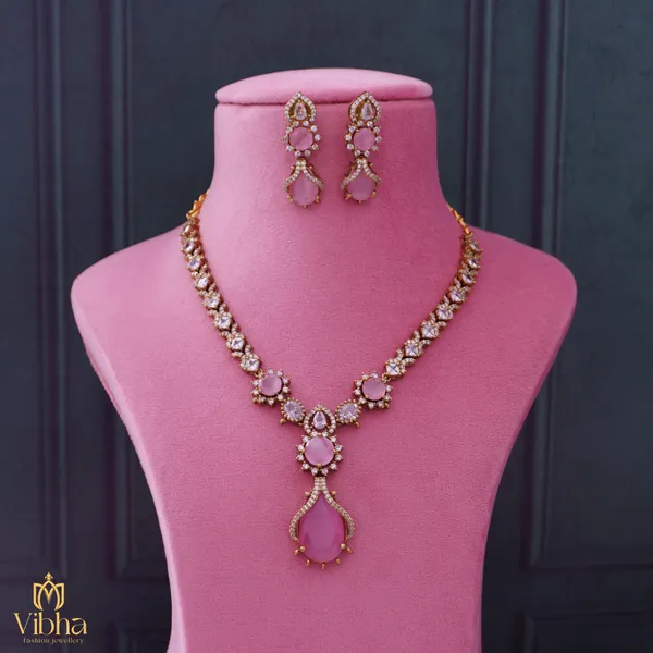 Mint_Pink_Premium_Metal_Necklace_Set_For_Women