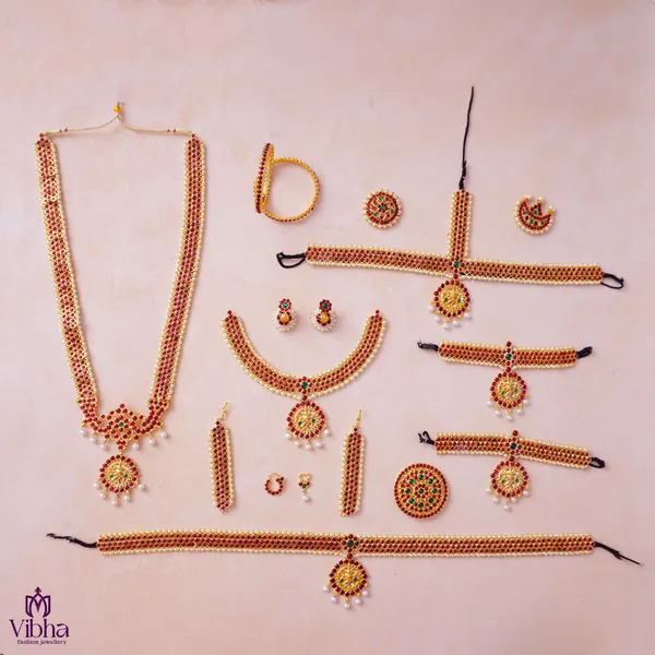 White_Premium_Metal_Bharatanatyam_Set_For_Women