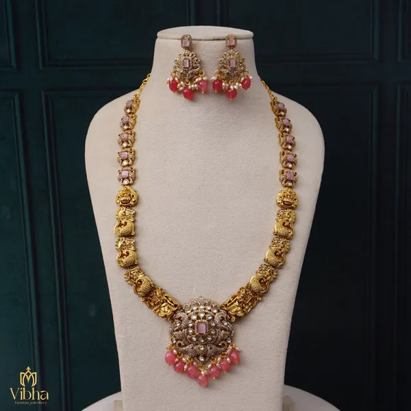 Mint_Pink_Premium_Metal_Necklace_Set_For_Women