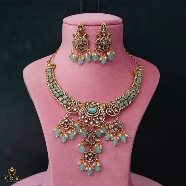 Mint_Green_Premium_Metal_Necklace_Set_For_Women
