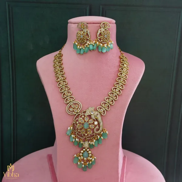 Mint_Green_Premium_Metal_Necklace_Set_For_Women