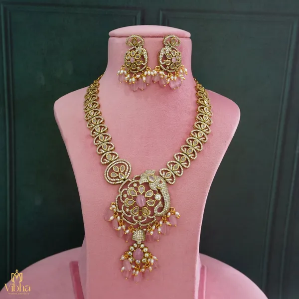 Mint_Pink_Premium_Metal_Necklace_Set_For_Women