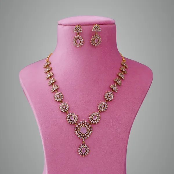 Mint_Pink_Premium_Metal_Necklace_Set_For_Women