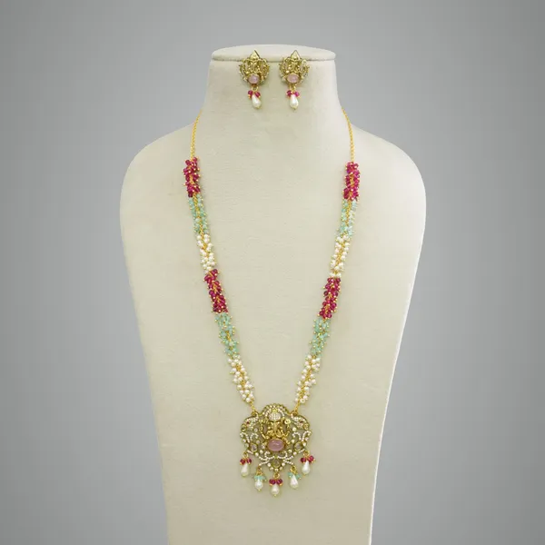 Mint_Pink_Premium_Metal_Necklace_Set_Set_For_Women